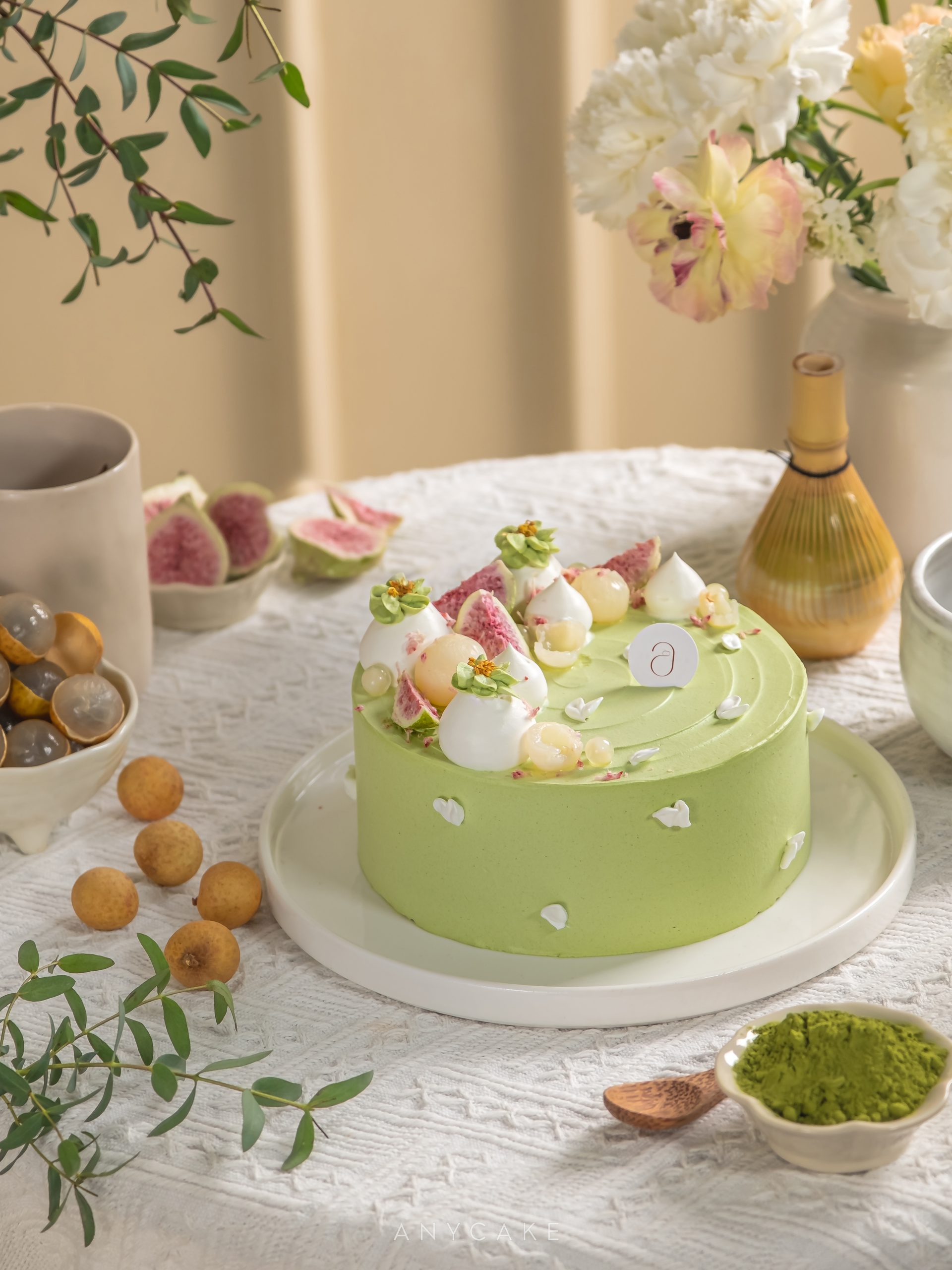 Longan Matcha Cake